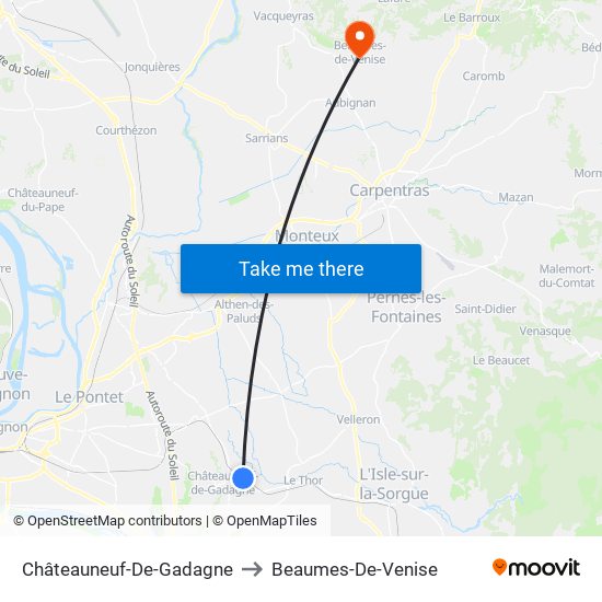 Châteauneuf-De-Gadagne to Beaumes-De-Venise map