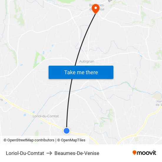 Loriol-Du-Comtat to Beaumes-De-Venise map