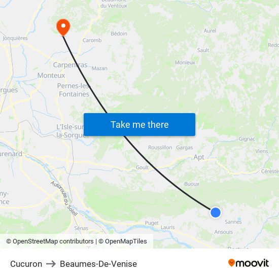 Cucuron to Beaumes-De-Venise map