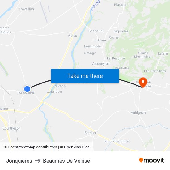 Jonquières to Beaumes-De-Venise map