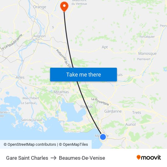 Gare Saint Charles to Beaumes-De-Venise map