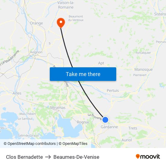 Clos Bernadette to Beaumes-De-Venise map