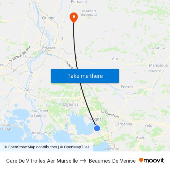 Gare De Vitrolles-Aér-Marseille to Beaumes-De-Venise map