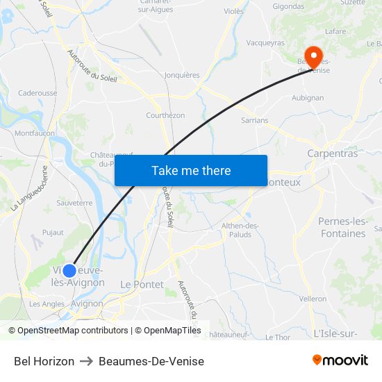 Bel Horizon to Beaumes-De-Venise map