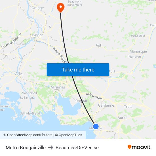 Métro Bougainville to Beaumes-De-Venise map