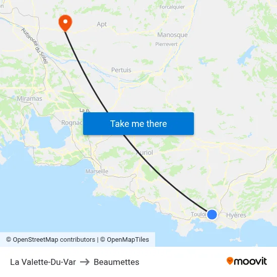 La Valette-Du-Var to Beaumettes map