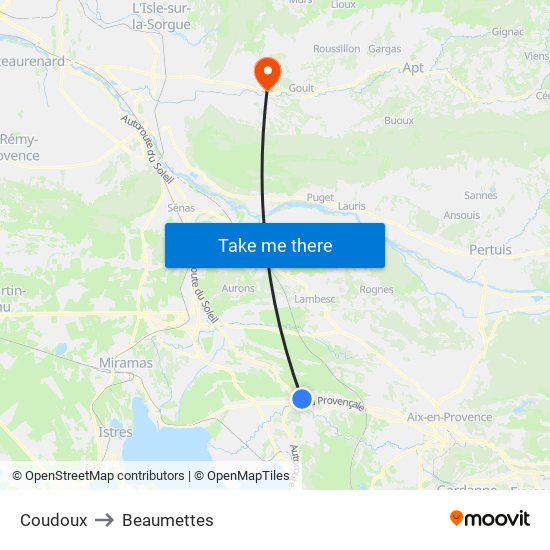 Coudoux to Beaumettes map