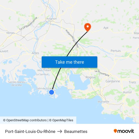 Port-Saint-Louis-Du-Rhône to Beaumettes map