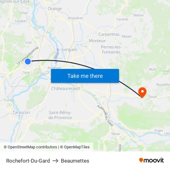 Rochefort-Du-Gard to Beaumettes map