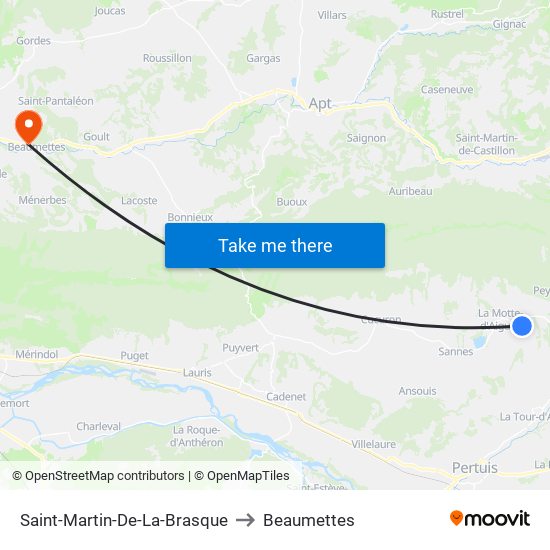 Saint-Martin-De-La-Brasque to Beaumettes map