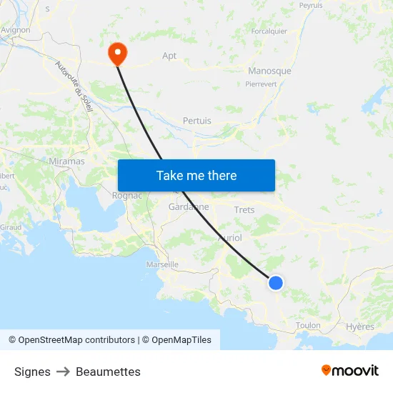 Signes to Beaumettes map