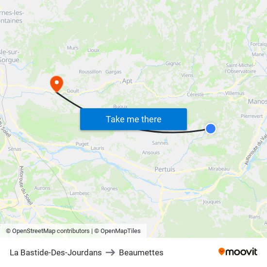 La Bastide-Des-Jourdans to Beaumettes map