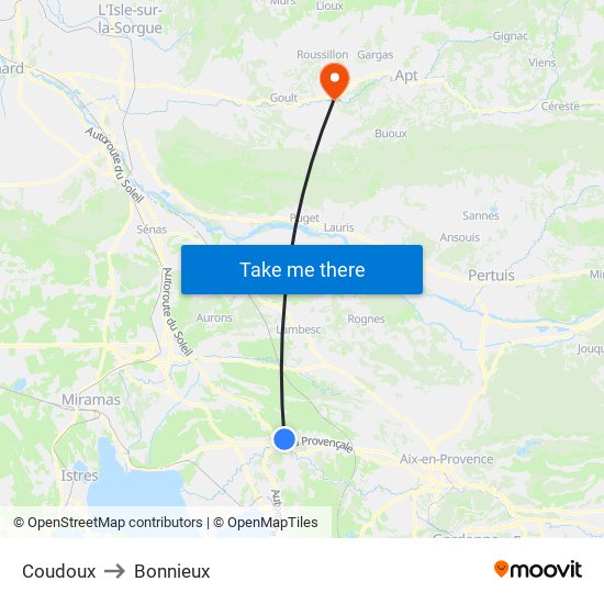 Coudoux to Bonnieux map