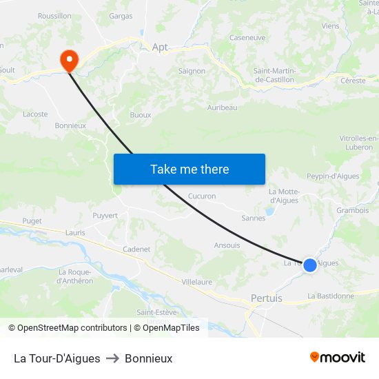 La Tour-D'Aigues to Bonnieux map