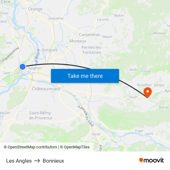 Les Angles to Bonnieux map