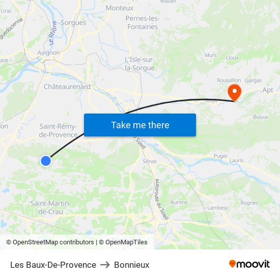 Les Baux-De-Provence to Bonnieux map