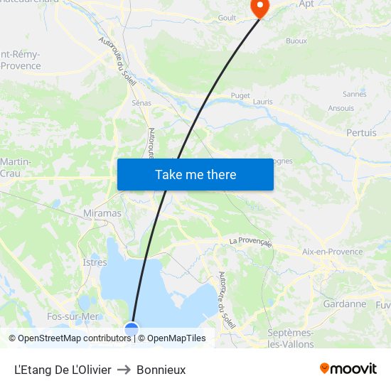 L'Etang De L'Olivier to Bonnieux map