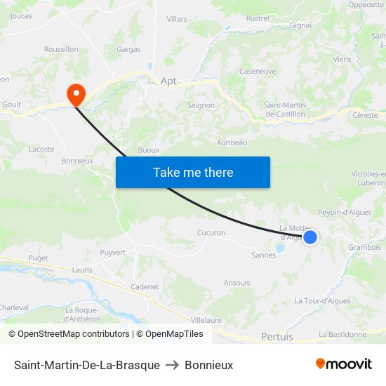 Saint-Martin-De-La-Brasque to Bonnieux map