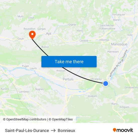 Saint-Paul-Lès-Durance to Bonnieux map