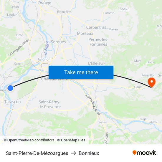 Saint-Pierre-De-Mézoargues to Bonnieux map