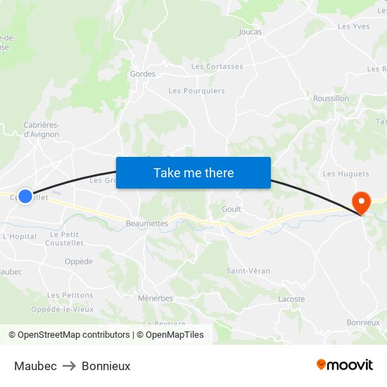 Maubec to Bonnieux map