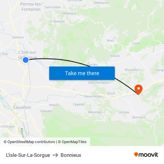 L'Isle-Sur-La-Sorgue to Bonnieux map