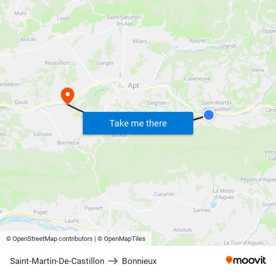 Saint-Martin-De-Castillon to Bonnieux map