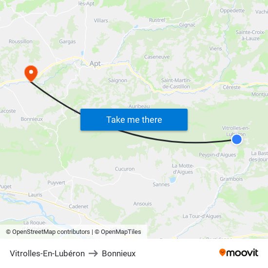 Vitrolles-En-Lubéron to Bonnieux map