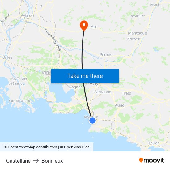 Castellane to Bonnieux map