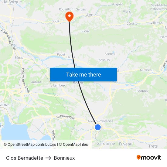 Clos Bernadette to Bonnieux map