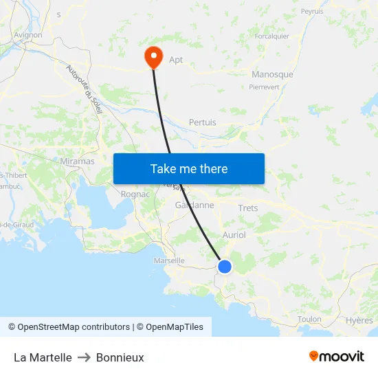 La Martelle to Bonnieux map
