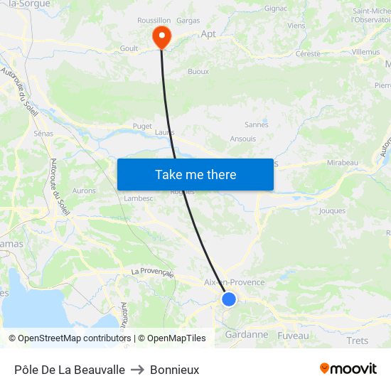 Pôle De La Beauvalle to Bonnieux map