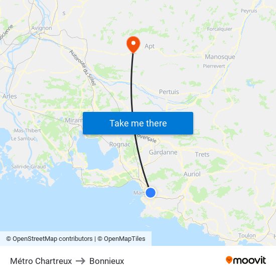Métro Chartreux to Bonnieux map