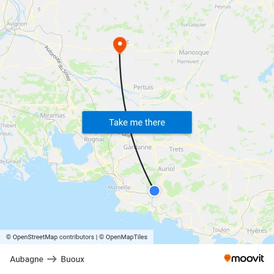 Aubagne to Buoux map