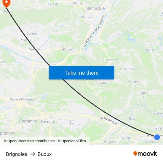 Brignoles to Buoux map