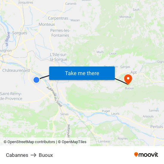 Cabannes to Buoux map