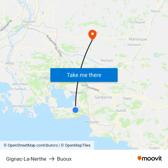 Gignac-La-Nerthe to Buoux map