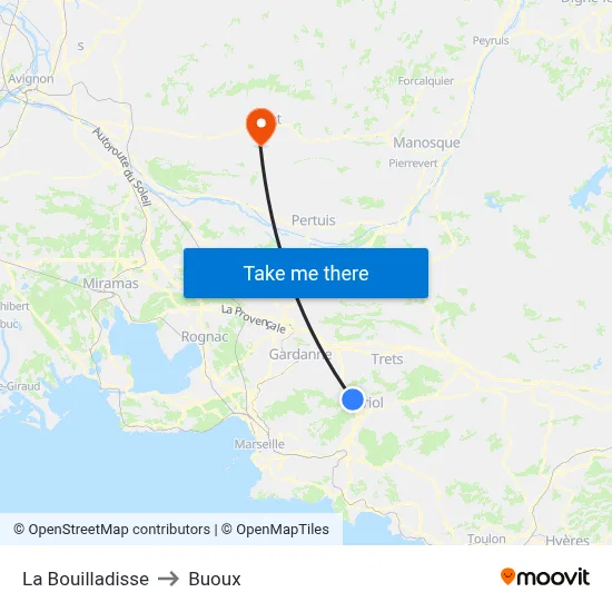 La Bouilladisse to Buoux map