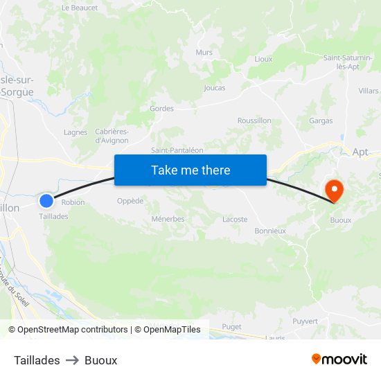Taillades to Buoux map