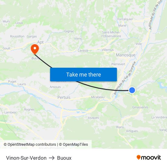 Vinon-Sur-Verdon to Buoux map