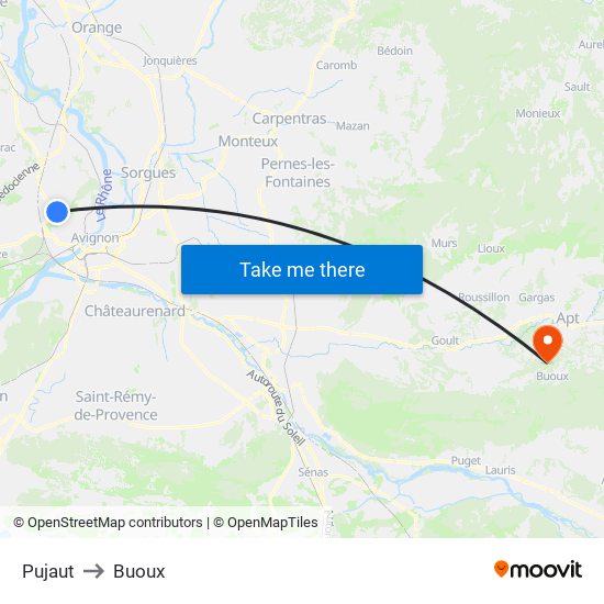 Pujaut to Buoux map