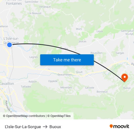 L'Isle-Sur-La-Sorgue to Buoux map