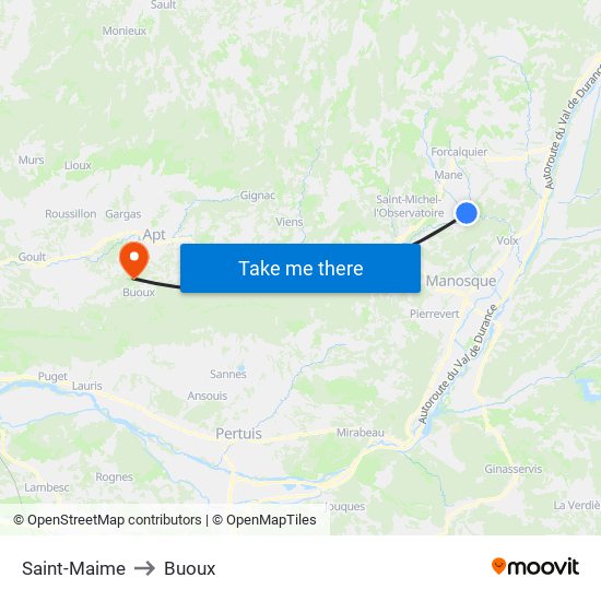 Saint-Maime to Buoux map