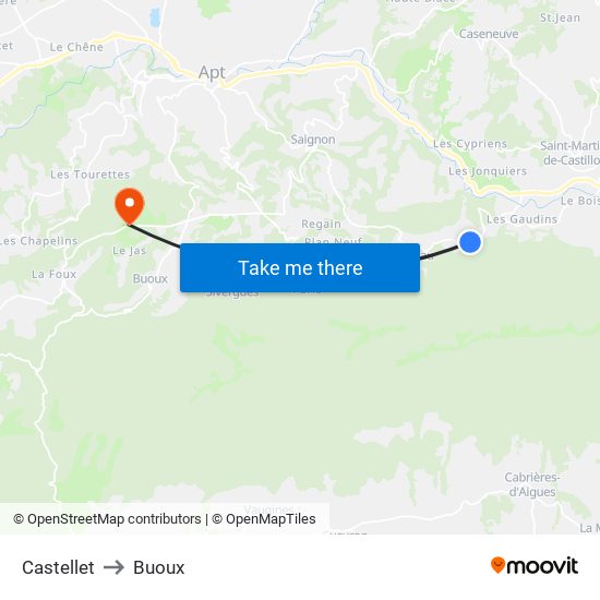 Castellet to Buoux map