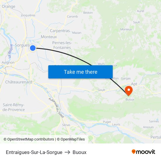 Entraigues-Sur-La-Sorgue to Buoux map