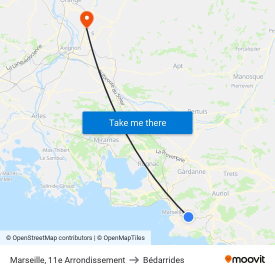 Marseille, 11e Arrondissement to Bédarrides map