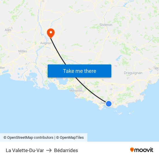 La Valette-Du-Var to Bédarrides map