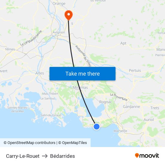 Carry-Le-Rouet to Bédarrides map