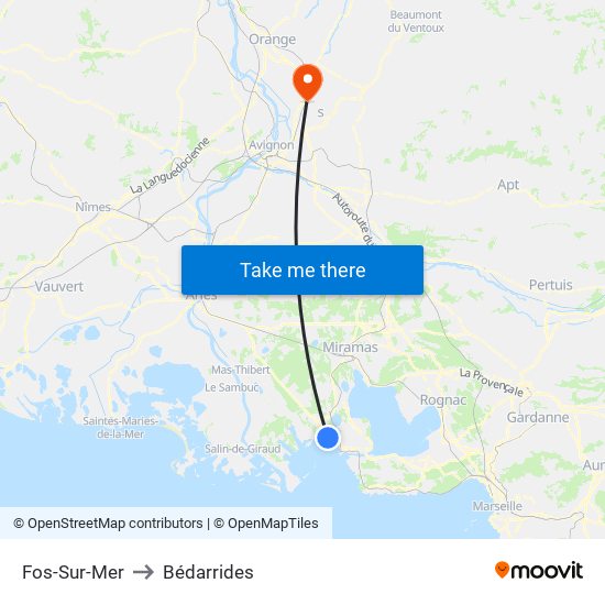 Fos-Sur-Mer to Bédarrides map