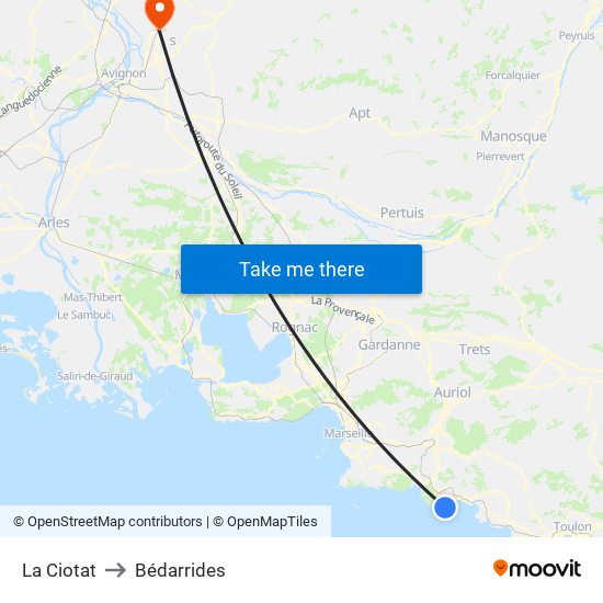 La Ciotat to Bédarrides map